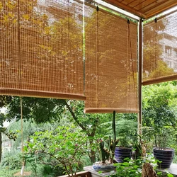 Customized Naturally Outdoor Bamboo Roller Shade Blackout Shades Panels Door Balcony Blinds Roller Bamboo Curtain