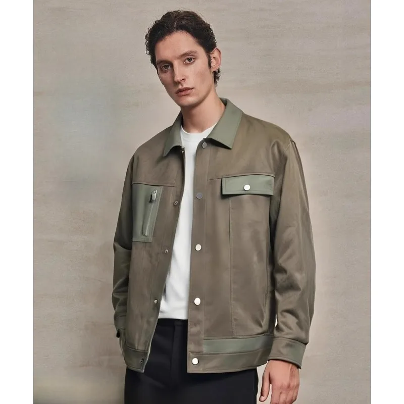 

Замшевая куртка с лацканами, осеннее новое повседневное мужское пальто в американском стиле ретро