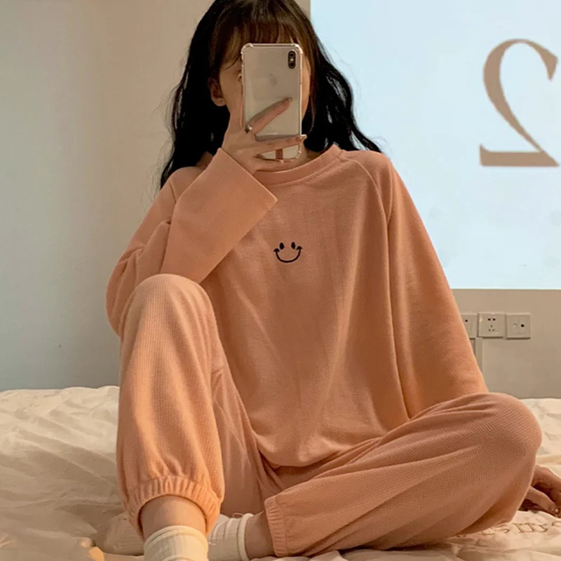 New 2-Piece Set Of Ladies Spring, Autumn And Winter Homewear Leisure Suit Female Korean Pajamas Set Summer Long-Sleeved Trousers