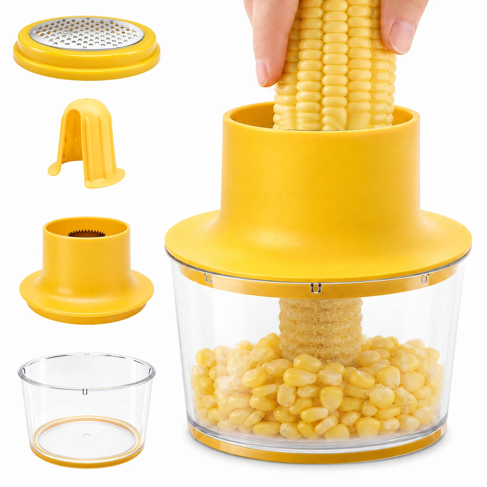 2 In 1 Corn Stripper Multifunctional Corn Cob Stripper Tool Splash Resistant Detachable Corn Cutter Grind Garlic Kitchen Gadgets