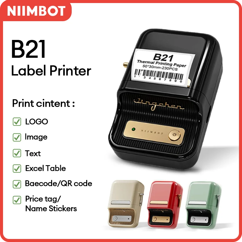 Niimbot B21 Self-Adhesive Label Printer Sticker Bluetooth Mini Portable Thermal Label Maker Printer Labeling Machine For Mobile