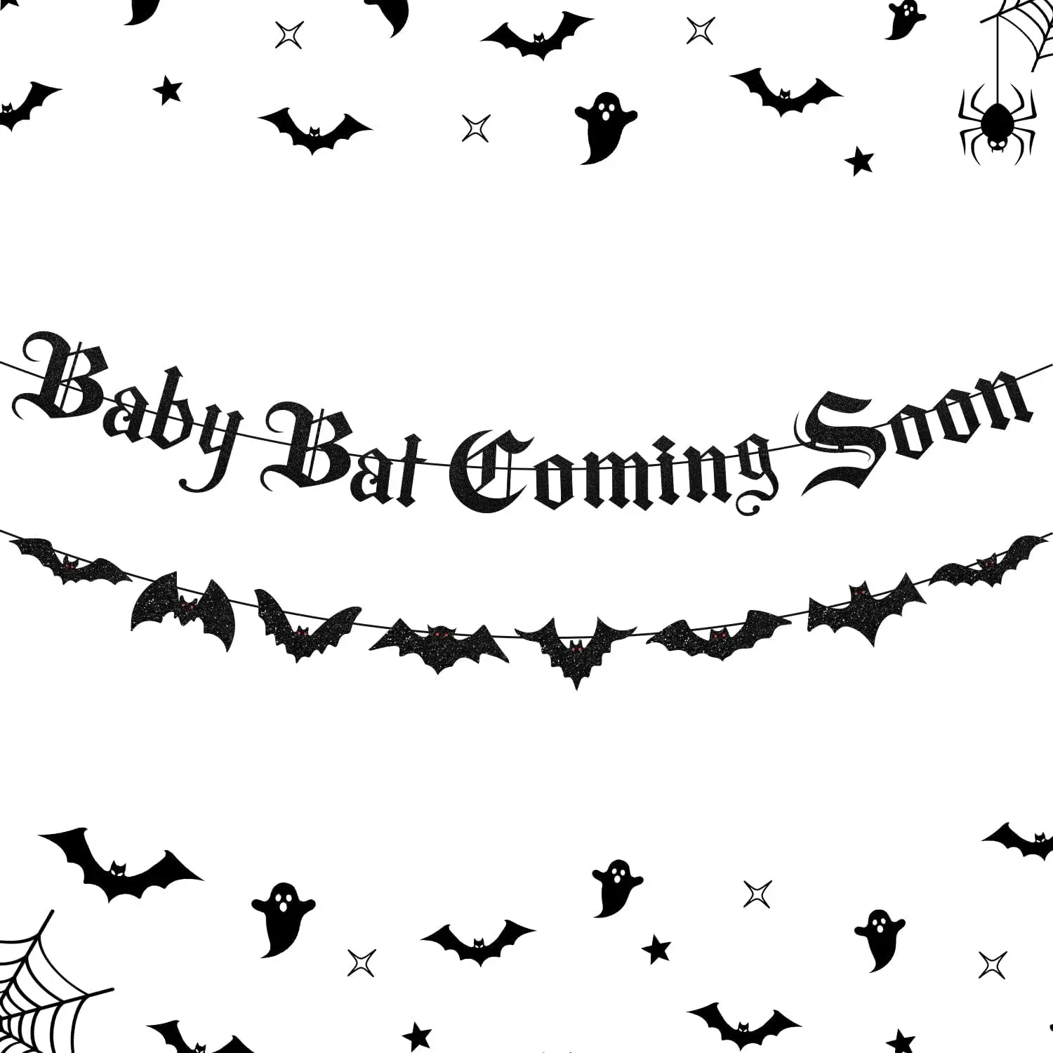 

Kreatwow Black Bat Themed Baby Bat Coming Soon Banner Halloween Baby Shower Baby Shower Gender Reveal Decor Supplies