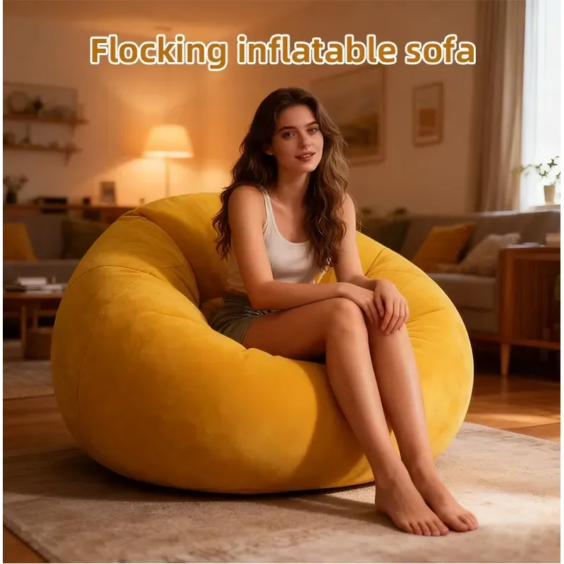 Recommended Products Wholesale Price Modern Single Adult Inflatable Lazy Sofa Foldable Soft Flocking Leisure Office Chair