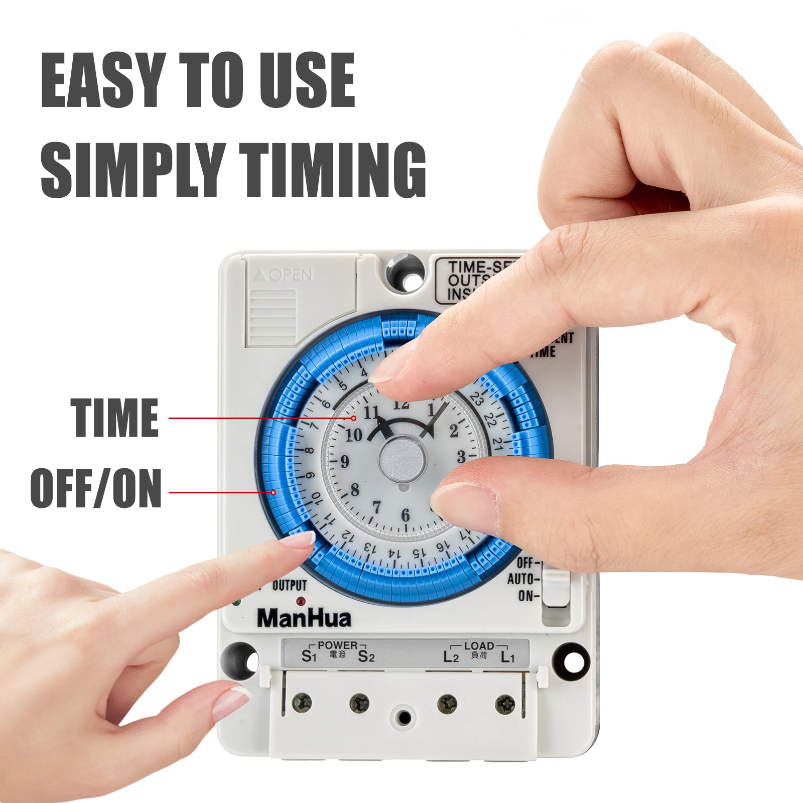 ManHua 24H 12VDC 15A Din Rail Timer Switch TB35 Analog Time Control Switch Mechanical Time Controller