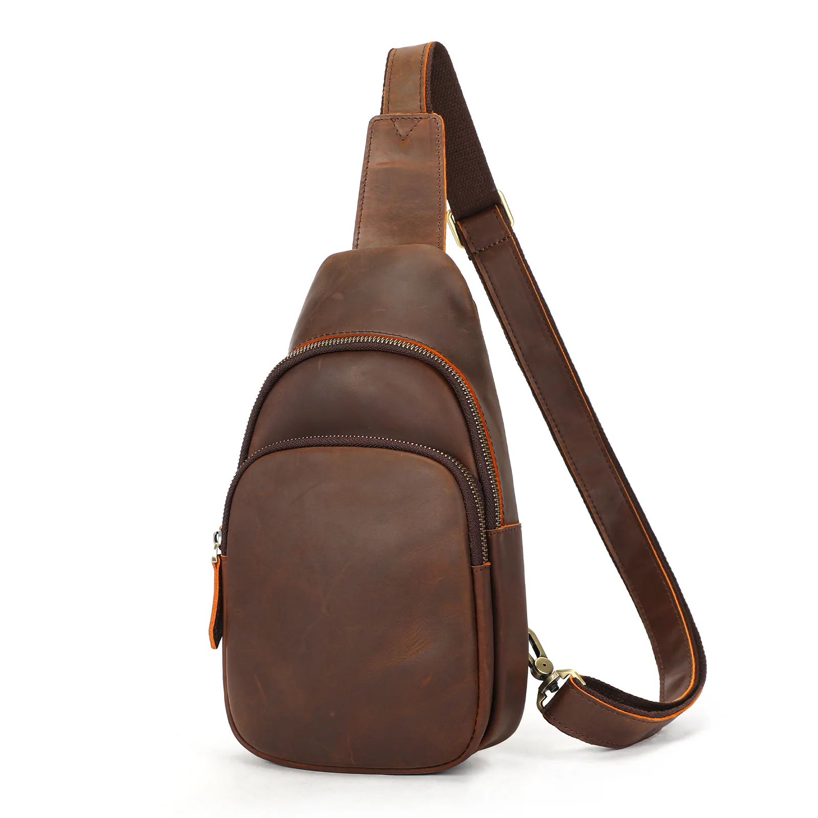 Men's Genuine Leather Crossbody Bag, Top Layer Cowhide Shoulder Bag