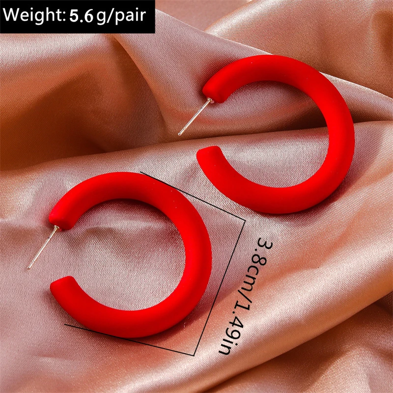 Aihua Koreanische Einfache Große Runde Hoop Ohrringe Für Frauen Bunte Geometrische Kunststoff Übertrieben Ohrring Trendy Ohrringe Schmuck – Detail 2