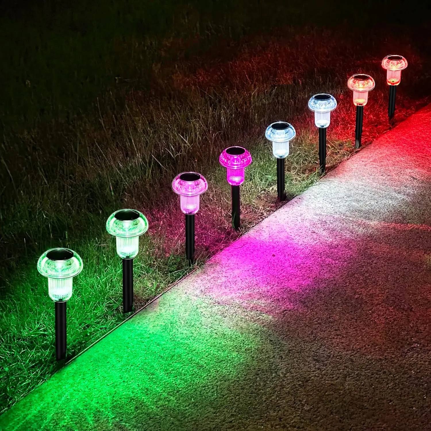 

4Pc Solar Outdoor Lights Waterproof Solar Mushroom Light Lamp for Garden Yard Pathway Path Walkway Driveway Lawn Landscape Decor