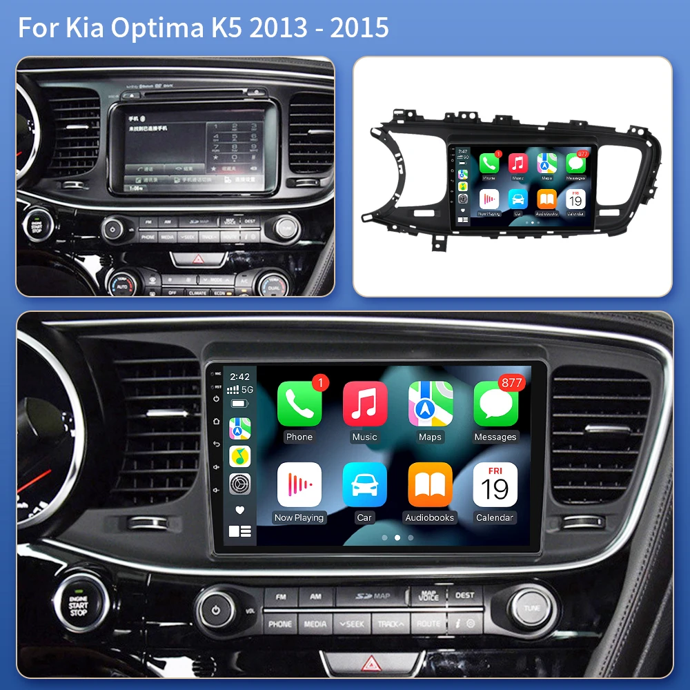 Android 16 Carplay Auto Car Radio For Kia K5 Optima 2011 2012 2013 2014 2015 4G Multimedia Video Player Navigation GPS Head Unit