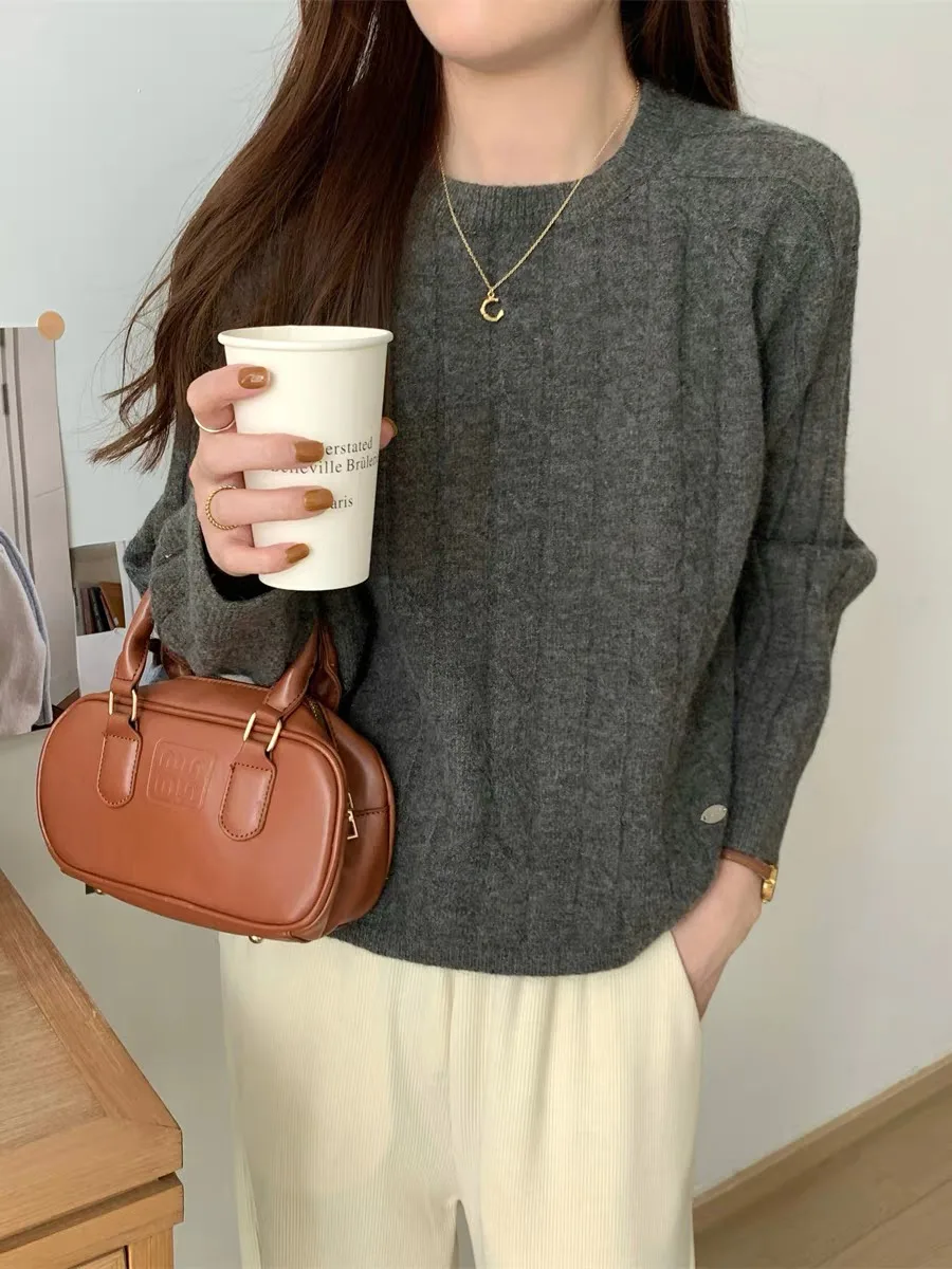 

Женский вязаный свитер Thiened ort Long Sve Crew Ne Pullover Мягкий верх для внутренней одежды для осенних поездок на работу Sle Boting ...