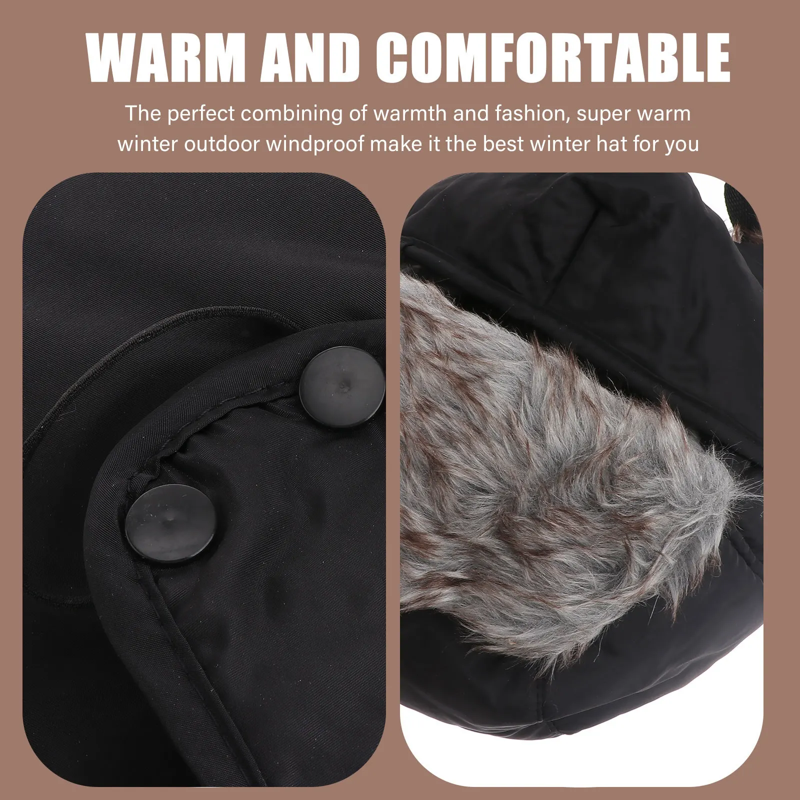 

Fashional Winter Warm Thick Artificial Hat Adjustable Buckle Windproof Waterproof Cap For Skiing Skating Outdoor Lei