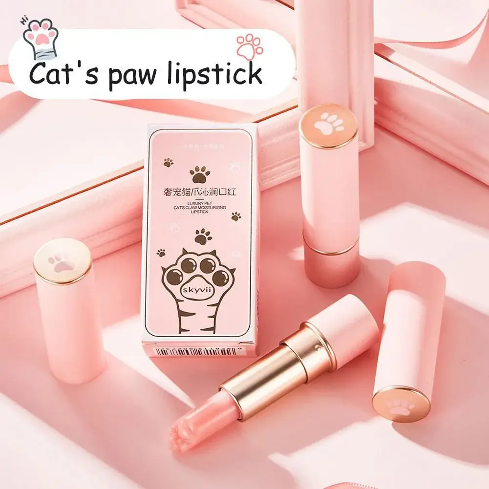 Schattige Roze Kattenpoot Verkleuring Lippenstift Lippenbalsem Lipkleur Vrouwelijke Cosmetische Hydraterende Lippenstift Blijvende Natuur Make-Up Schoonheid