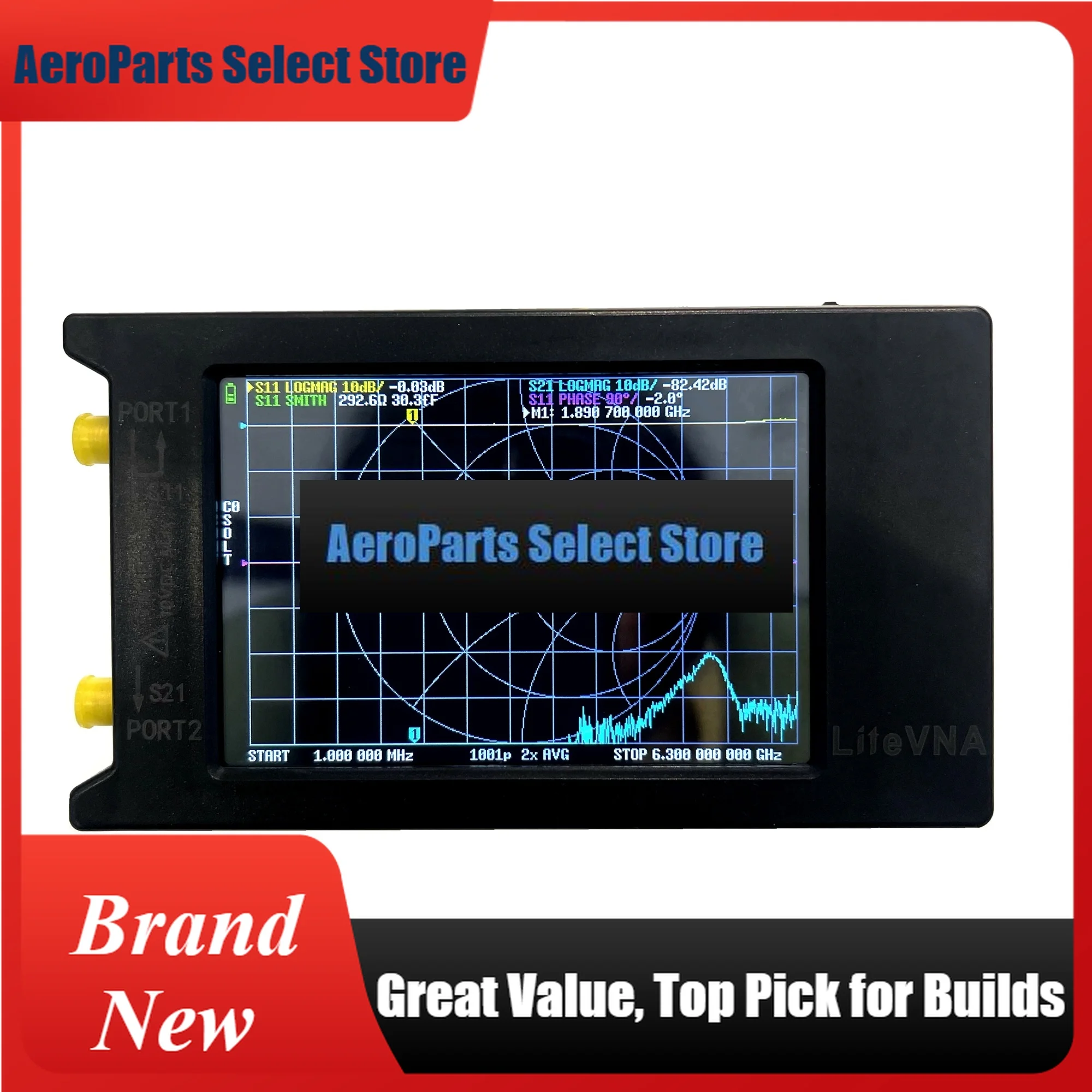 AeroPartsHugen LiteVNA 64 Vector Network Analyzer, 50kHz To 6.3GHz Frequency Coverage With 4-inch Screen For RF Testing