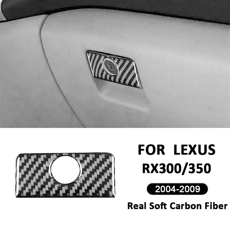 

Carbon Fiber Car Co-Pilot Storage Box Key Lock Switch Trim Panel Interior Decoration Sticker For LEXUS RX300 RX350 2004-2009