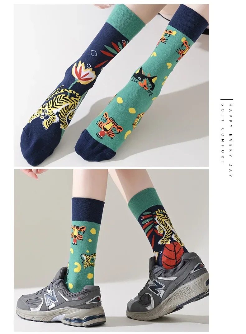 Trendige Paar-Socken, Cartoon-AB-Flut, Outdoor-Sport, lange Röhre, Baumwollsocken, kreative Männer und Frauen für 4 Jahreszeiten – Detail 38