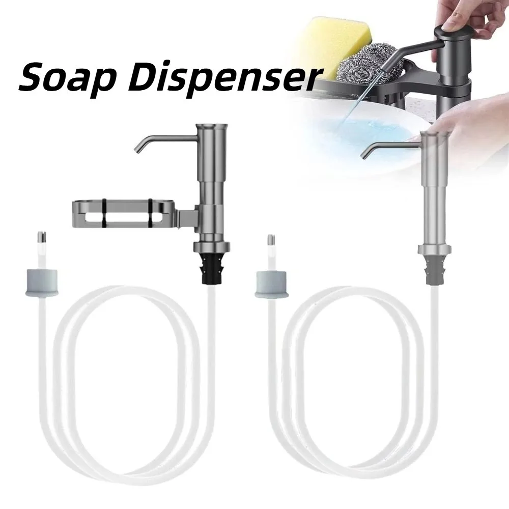 

Stainless Steel Soap Dispenser Silicone Extension Tube Direct Connect Kitchen Sink Dispenser Quick Installation