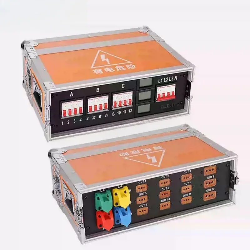 Stage lighting and audio LED large screen power distribution cabinet, power supply through box 12-way bakelite plug-in power