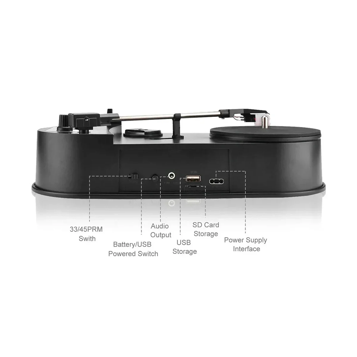 Mini Vinyl Record Player Turntable with USB to MP3 Recording Dual Speed Portable Phonograph 33-45 RPM Turntable Player Converter