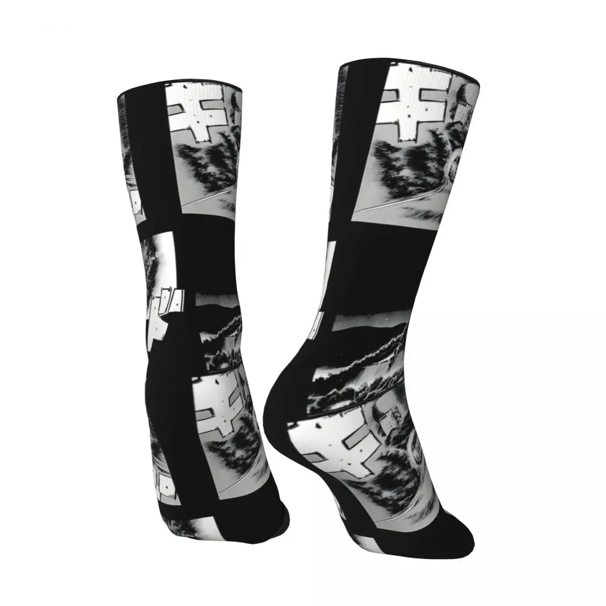 Funny Happy Men's compression Socks Initial D Manga Print Sticker Retro Harajuku Initial D Street Style Novelty Casual Crew