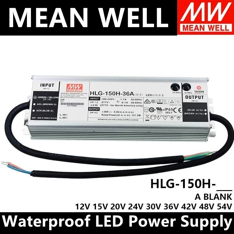 mean well fonte de alimentacao led a prova dagua hlg150h 12a 12a 15a 15a 24a 24b 30a 36a 36b 42a 48a 48b 54a 54b taiwan 01