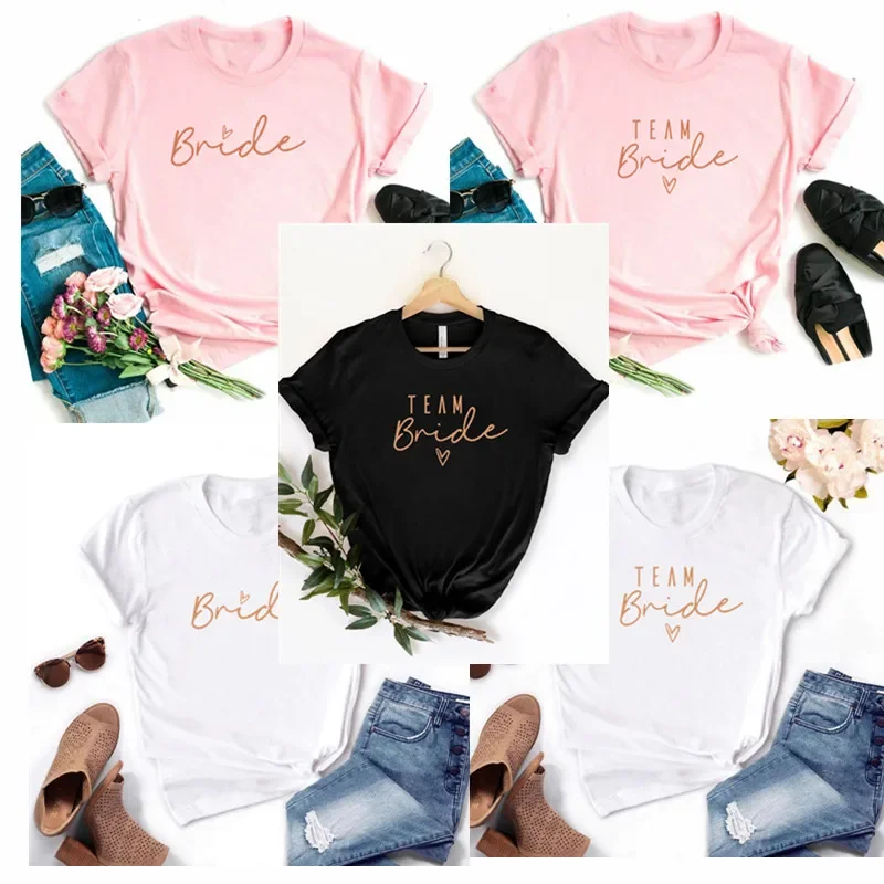 Women Flower Team Bride To Be Squad T-shirts 2024 EVJF Hen Party Bachelorette Girl Wedding Female Tops Tees