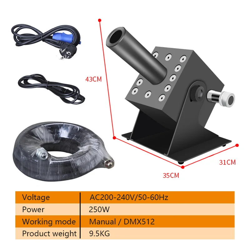 Imagem -02 - Canhão Controle de Potência Cyro Blaster Led Co2 Jet Máquina Ângulo Ajustável sem Gelo Máquina Seum Nevoeiro dj Stage Efeito Spray Dmx512 Co2