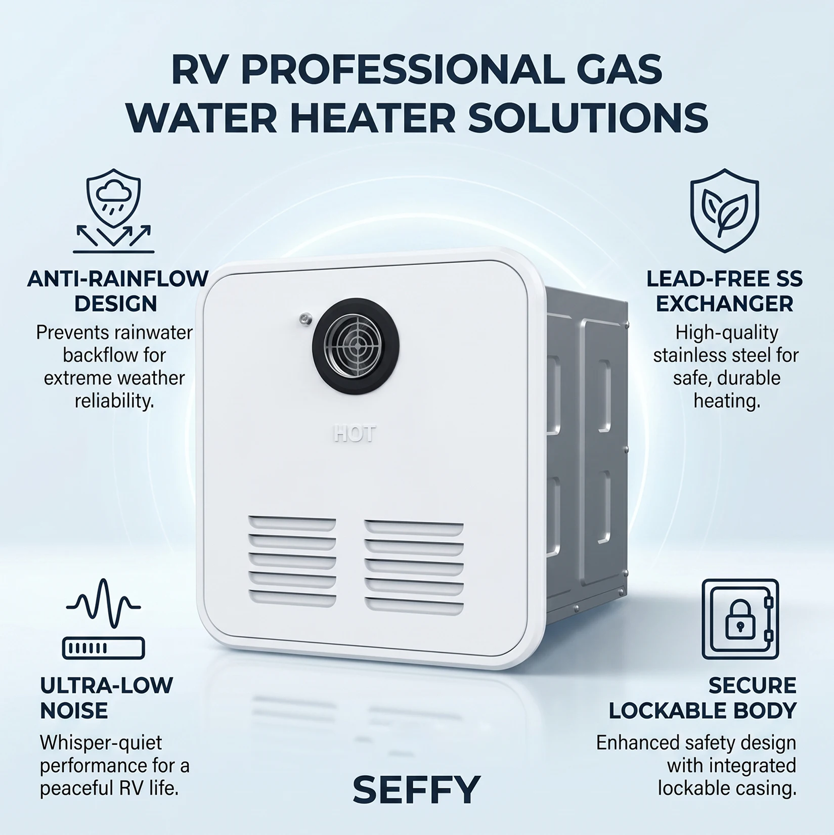 Outdoor RV Water Heater 65000-80000BTU  Factory Customizable, Anti-Rain Backflow, Suitable for France Motorhome