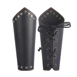 Leather Gauntlet Wristband Viking Leather Arm Guard Medieval Armor Bracers Leather Armband Wrist Guards Cosplay(Single