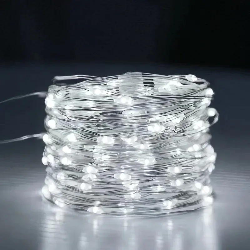 Lampki Baterie Fairy Lights 50-300LED z Pilotem, Wodoodporna Druciana Lampka do Sypialni, Dekoracji Świątecznych, Weselnych i na Imprezy