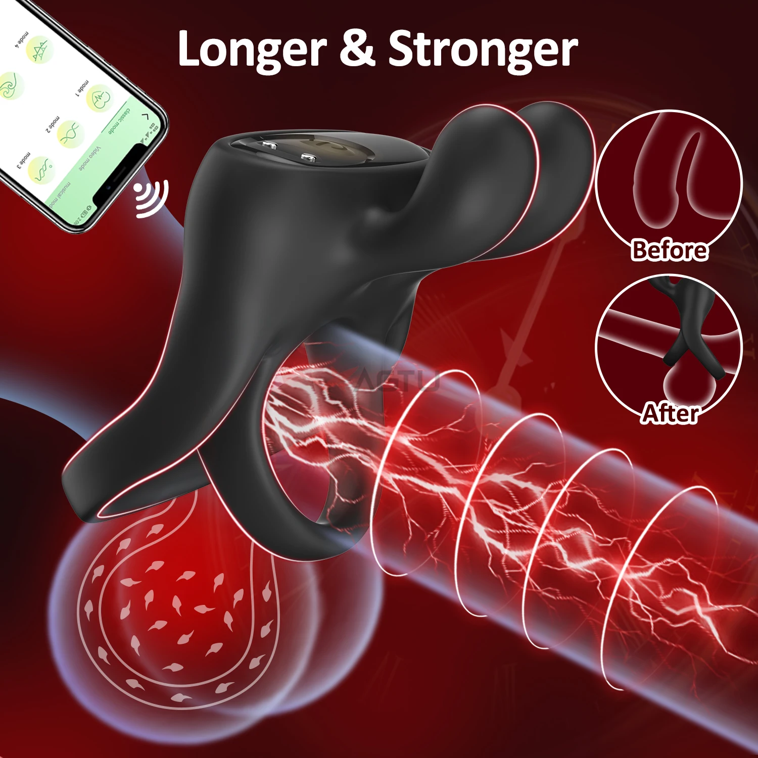 APP Vibrating Cock Ring Penis Ring Male Erection Enhancing Clit Vibrator for Women Clitoral Stimulator Adult Sex Toys for Men - view 3