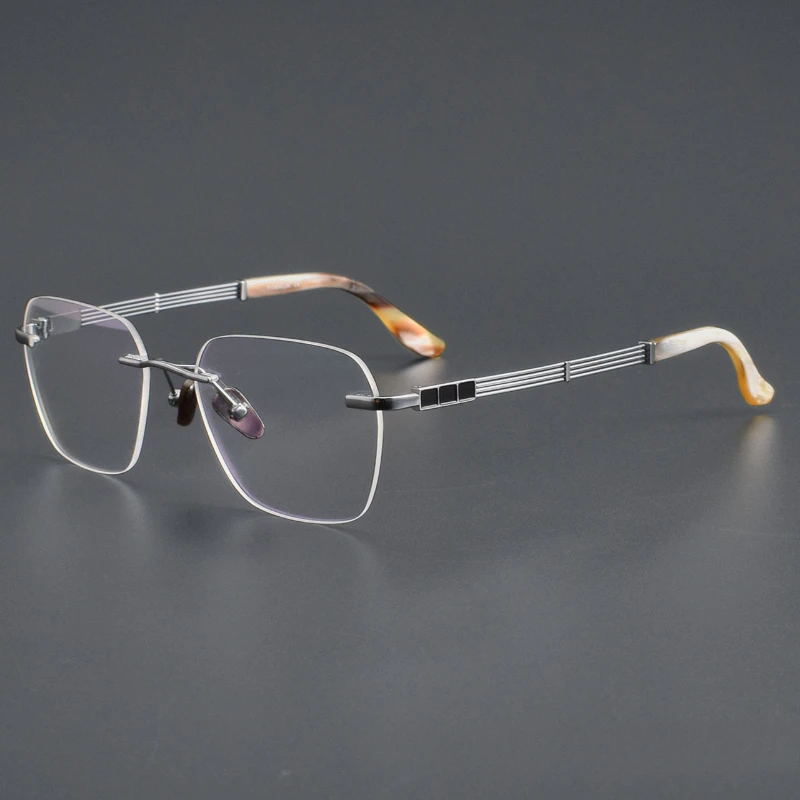 Natural Buffalo Horn Glasses Frame Fashion Luxurious Men Women Pure Titanium Polygonal Myopia Optical Anti Blue Light Eyeglass