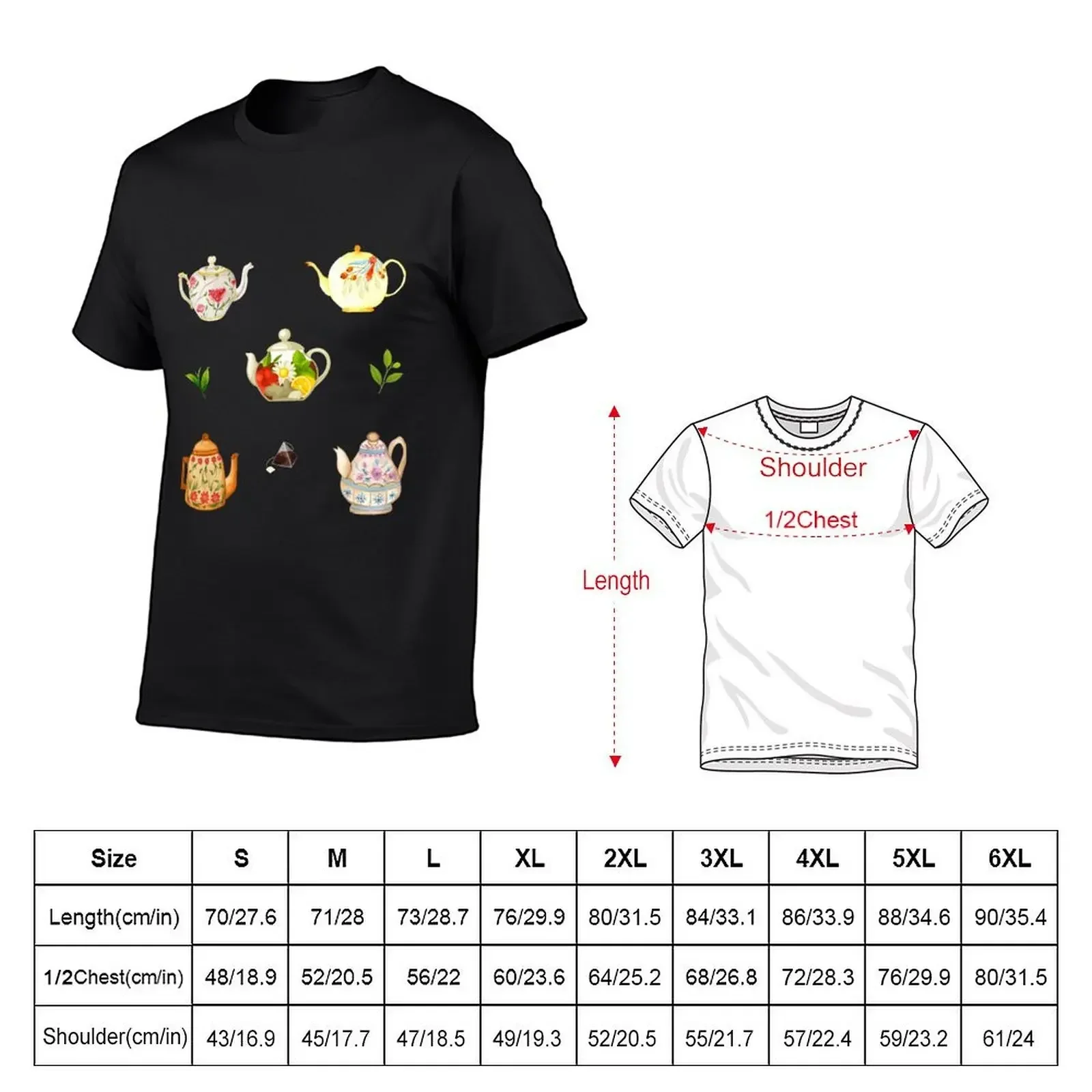 Flower Teapots and Green Tea Leaves T-Shirt aesthetic clothes vintage clothes shirts graphic tees oversized t shirts for men