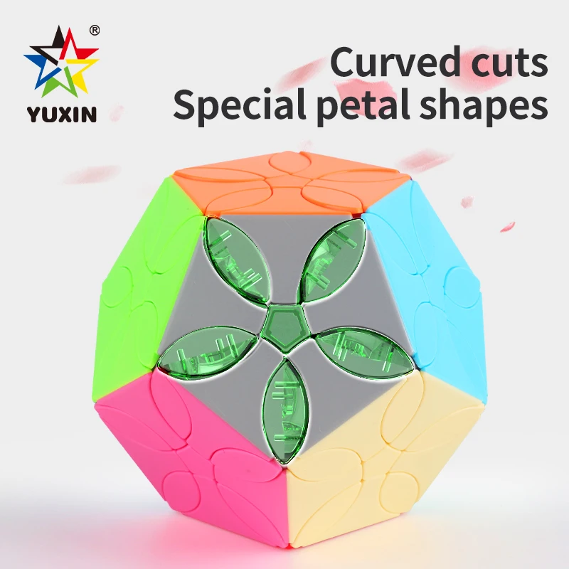 Yuxin 꽃잎 Megaminx 매직 스피드 큐브 재미 있고 예쁜 큐브 스티커가없는 전문 Fidget 장난감 퍼즐 장난감 어린이 선물