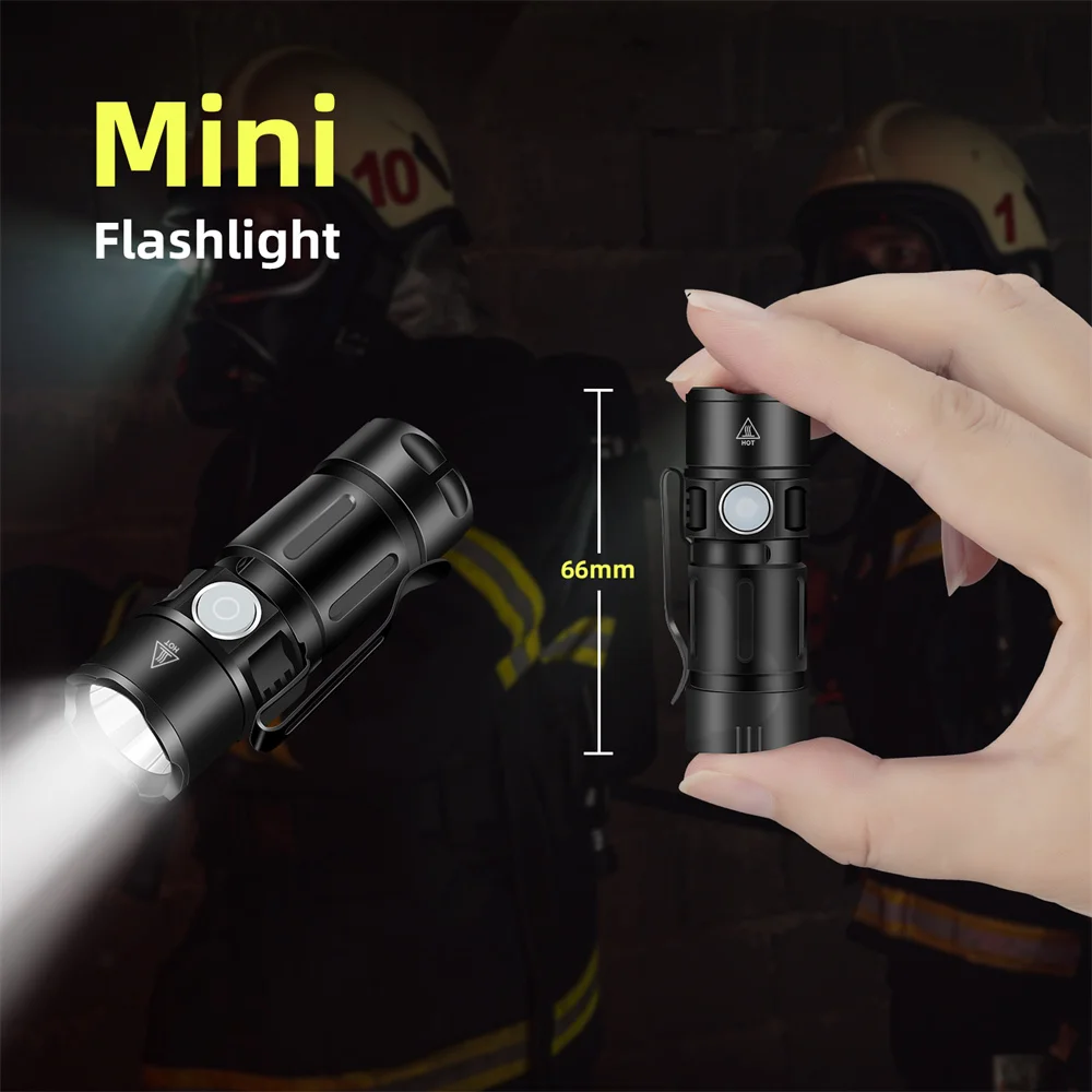 Newest LED Mini LED Flashlight USB Rechargeable Pocket Portable EDC Torch Emergency Camping Lantern with Magnet