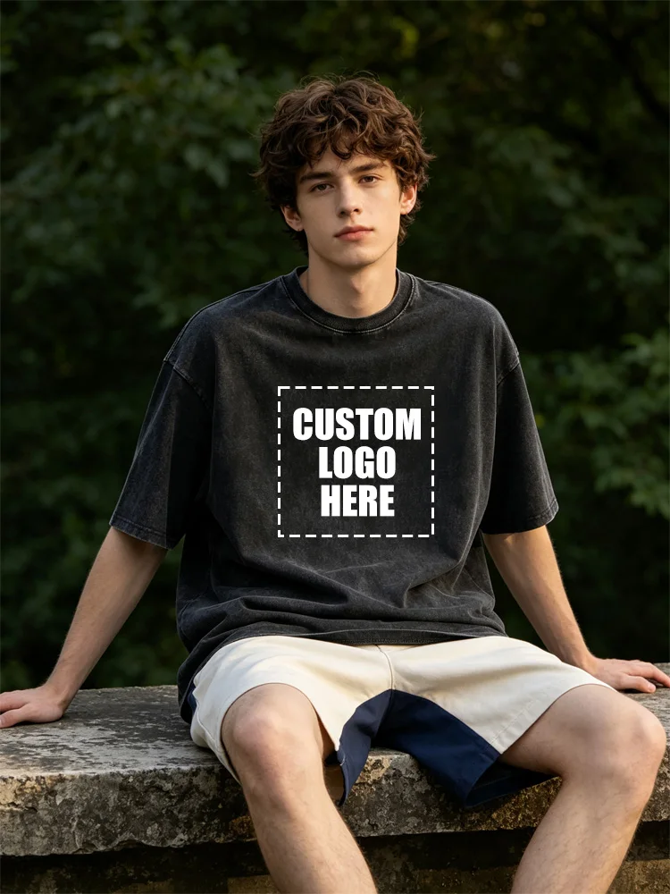 Personalized Custom Knit T Shirt Breathable Cotton Short Sleeve Custom Printed Tee For Couple Family Group Custom Tops