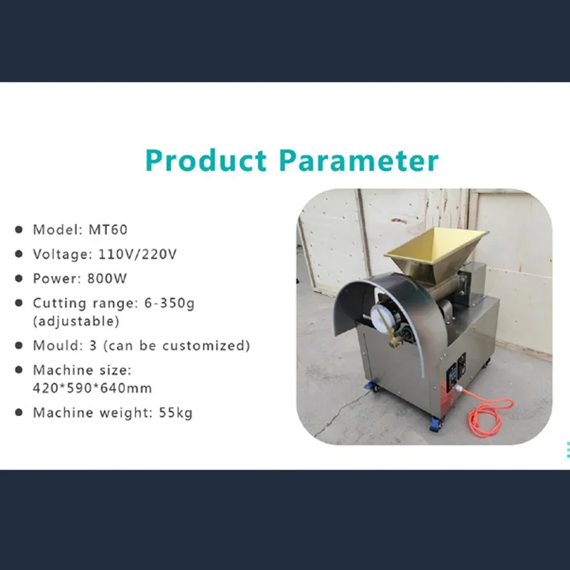 Electric Commercial Dough Cutter Adjustable Weight For Making Bread Dumpling Pizza Bun Dough Dividing Machine