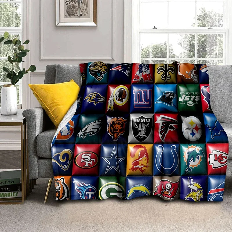 NFL Sign American Football Rugby 3D Blanket,Soft Throw Blanket for Home Bedroom Bed Sofa Picnic Travel Office Cover Blanket Kids