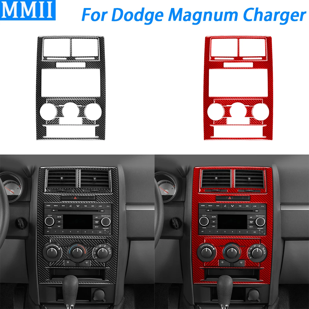 

For Dodge Magnum Charger 2008-2010 Carbon Fiber Center Console AC CD Panel Cover Decorative Car Interior Accessories Sticker