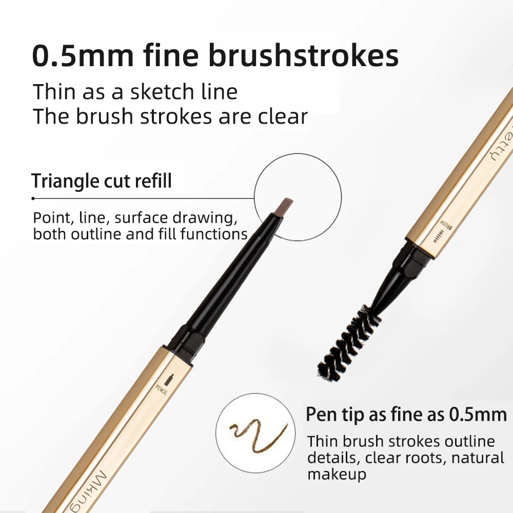 Double Head Eyebrow Pencil Ultra Fine Triangle Long Lasting Waterproof 5 Colors Eye Brow Pen Tint Mascara Make Up Enhance Brown