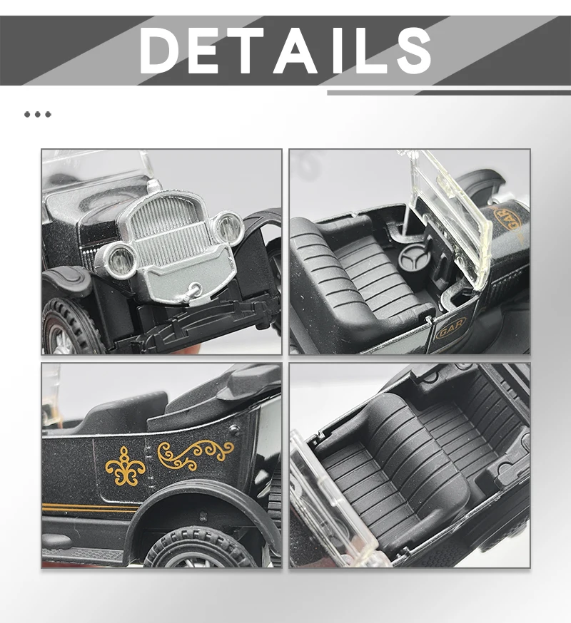 1:36 Vintage-Modellauto aus Legierung, klassisches Cabriolet, Drück-und-Gehen-Automodell, Miniaturfahrzeug-Replik für Sammler und als Geschenk – Detail 8