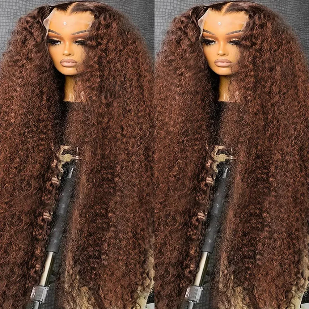 

Chocolate Brown Ombre 13x4 360 HD Full Lace Vietnamese Lace Front Human Hair Burmese Curly Wig Glueless Pre Plucked