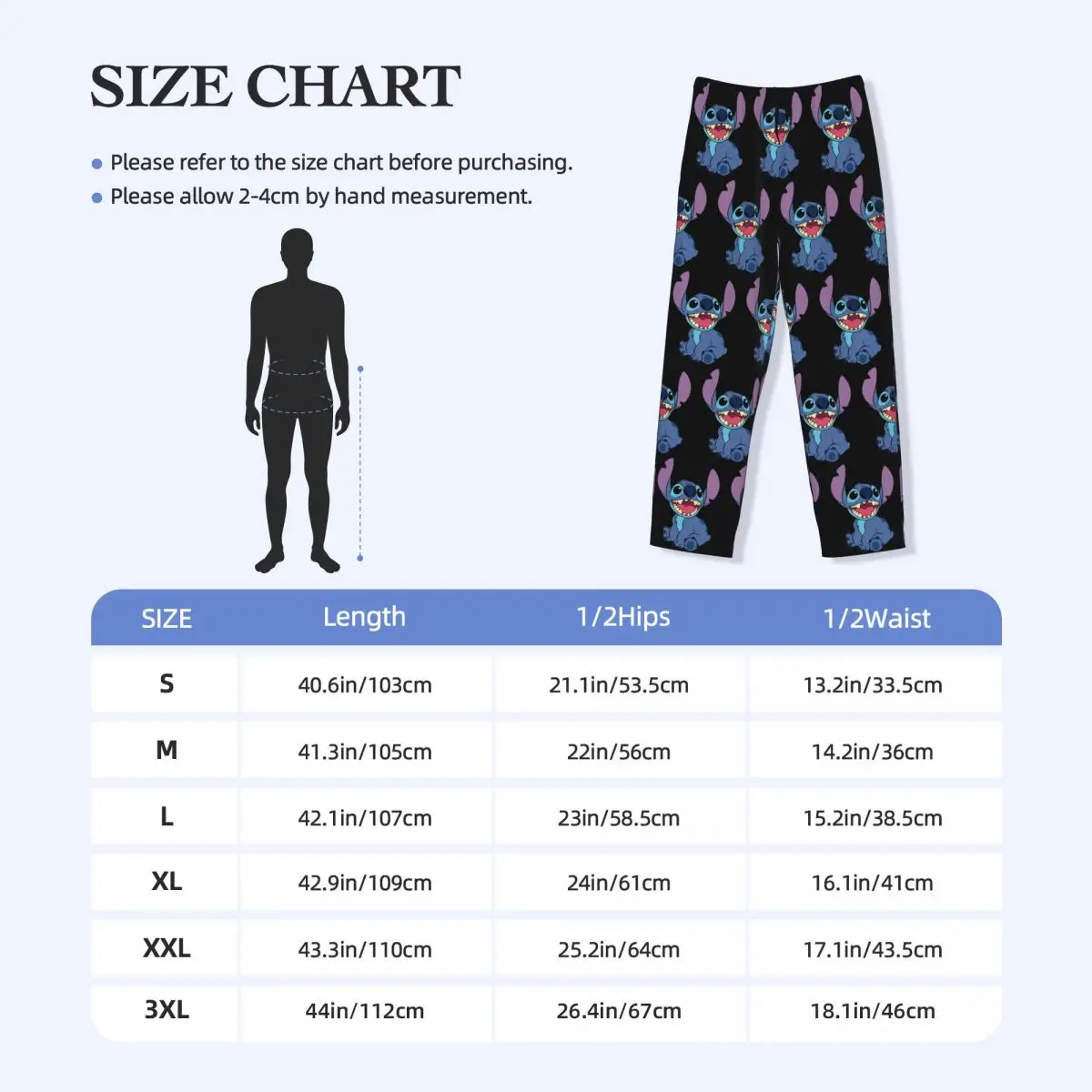 Custom Printed Cute Stitch Pajama Pants for Men Cartoon Sleep Sleepwear Bottoms with Pockets