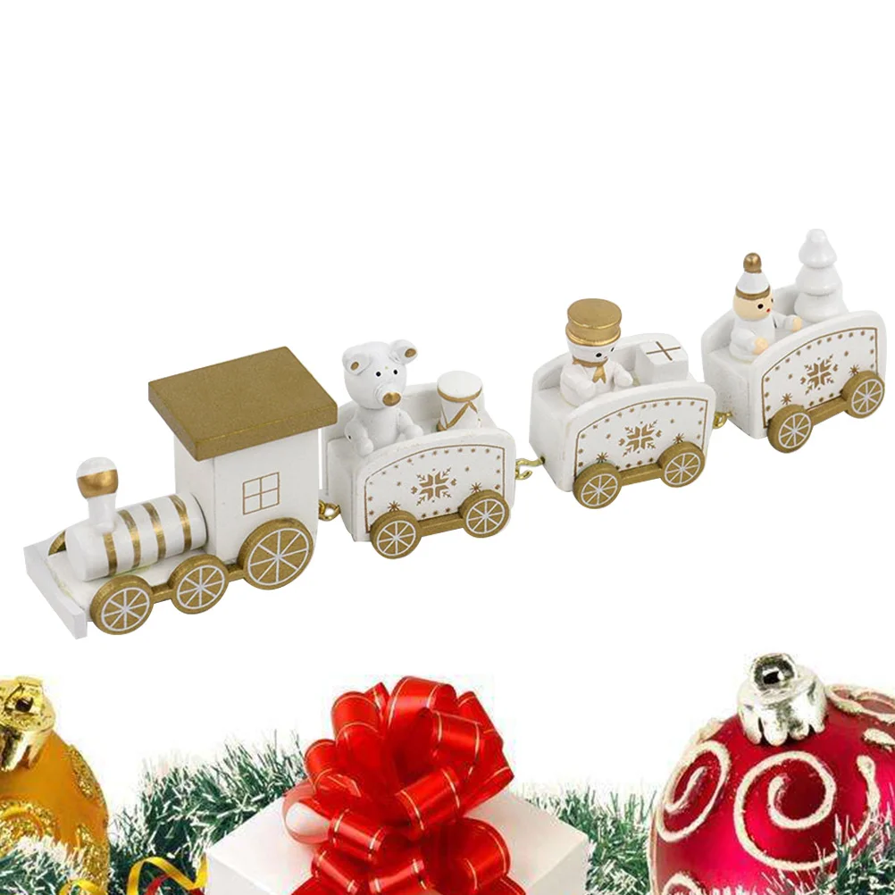 عيد الميلاد قطار خشبي الديكور قسط الخشب صديقة للبيئة الطلاء احتفالي سطح المكتب زخرفة حزب مهرجان هدية
