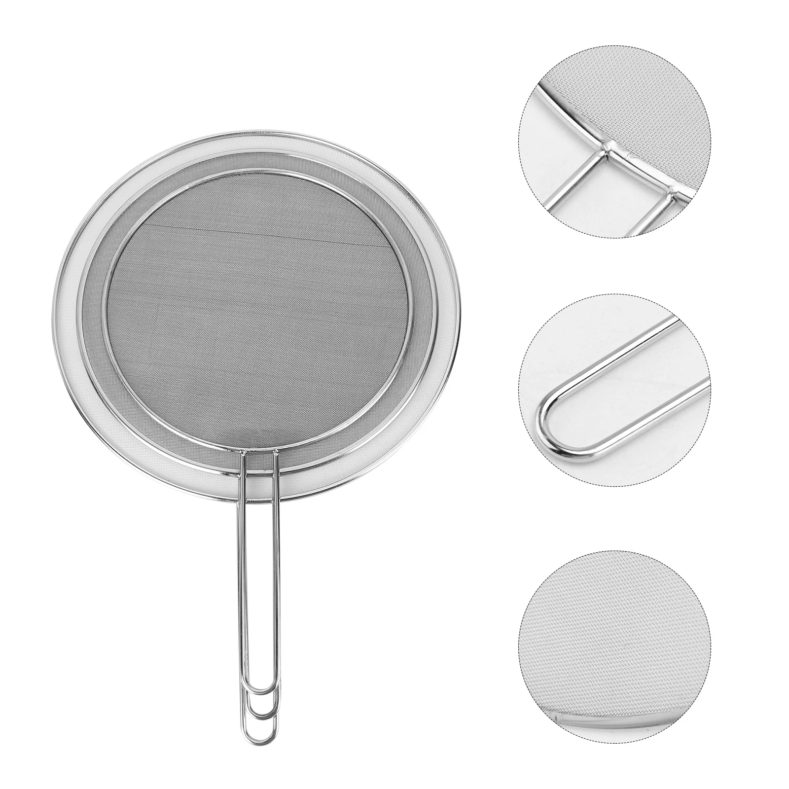 

3Pcs Oil Guard Stainless Steel Mesh Strainer with Handle Flat Drain Screen for Pans Pots Skillets Splatter Guard Cooking Utensil