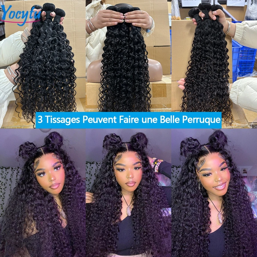 20 22 24 Inches Water Wave Bundles YOCYTU Curly Bundles Human Hair 12A Water Wave Bundles 100% Human Hair For Women Brazilian Weave Ali Express