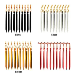 10Pcs/lot 18cm Aluminum Alloy Tent Takes Pegs Heavy Duty Travel Outdoor Camping Accessories Tarp Ultralight Nails Ground Peg