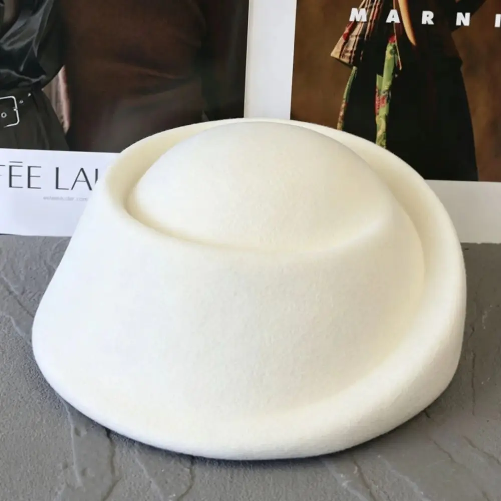 Fashion Hepburn Style Wool Pillbox Hat Elegant Fedoras Fedora Hat Teardrop Air Hostess Medicine Box Hat Wedding Party