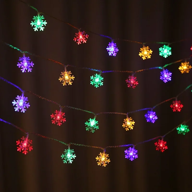 Snowflake LED String Light Guirlanda De Fadas, Árvore De Natal Interior, Decoração De Casamento, Jardim Ao Ar Livre, Ano Novo, Iluminação De Férias, 3-10m