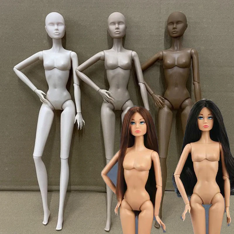 

2025 Новая модель лица, обнаженная кукла 1/6, белая/пшеничная кожа, 32 см, несколько цветов волос, кукольные суставы, подвижная игрушка для макияжа