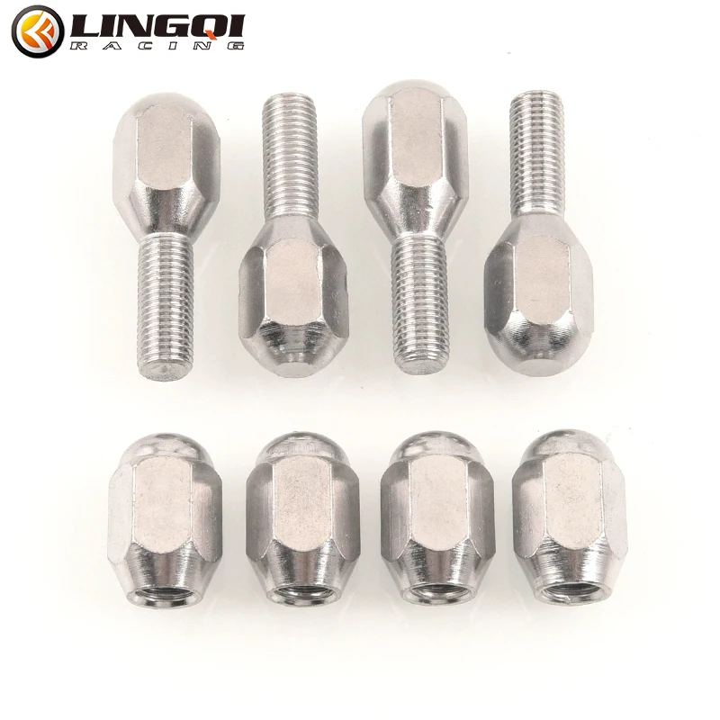 LINGQI RACING Wheel Hub Stud M10 Steel Screw Nut Spline Nuts For ATV Scooter UTV Buggy Quad Bike Four Wheeler Wheels Hub Parts