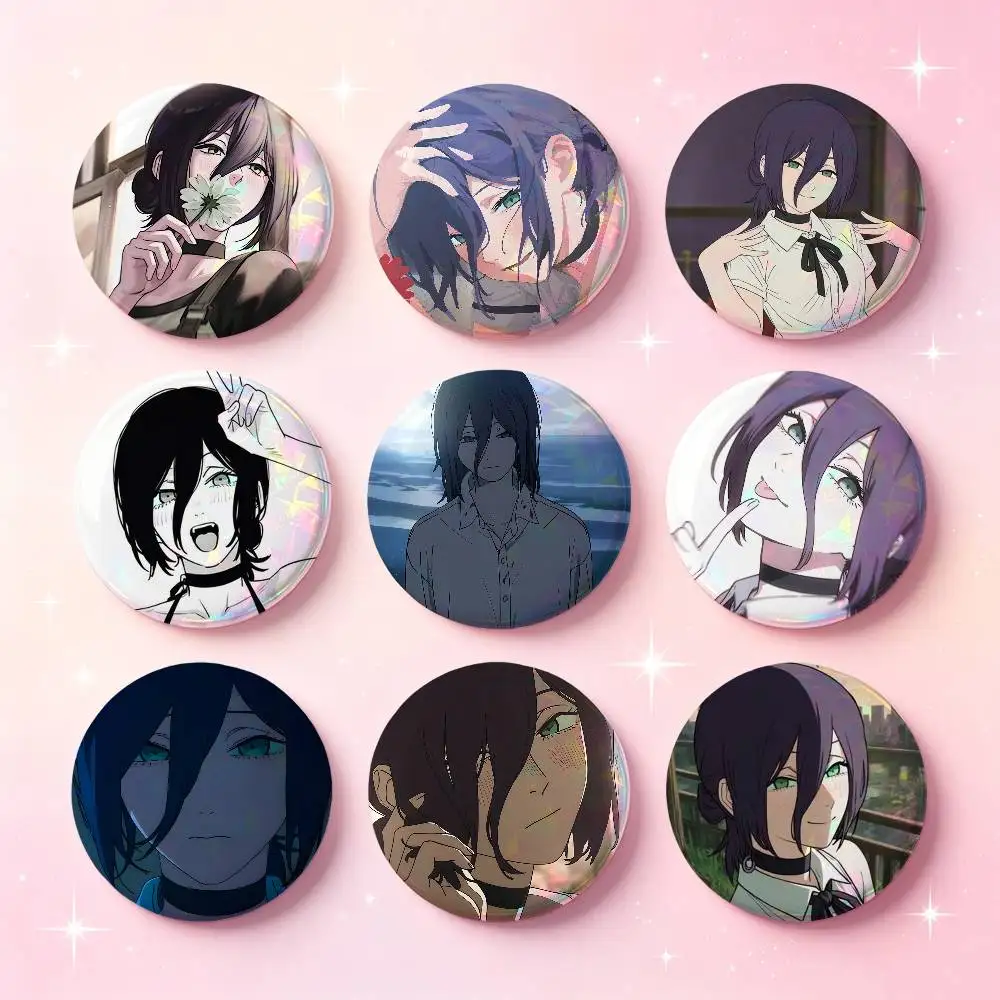 Reze Anime Character Badges 25 32 44 58 75 Mm Round Cosplay Pin Bag Decor Fans Collect Friends Gifts Brooch Souvenir